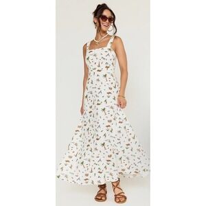 Francesca's Tropical Resort Print Maxi Dress Sz Large Sleeveless Summer Wedding